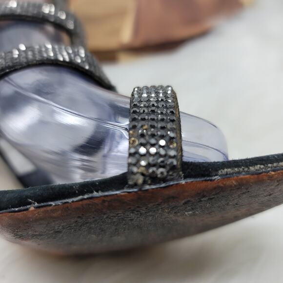 Schutz Black Strappy Jeweled Heels 4.5" Women's 8B - Picture 8 of 8